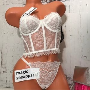 VS LUXE 32 34 36 BRA M L PANTY SET CHANTILLY LACE
